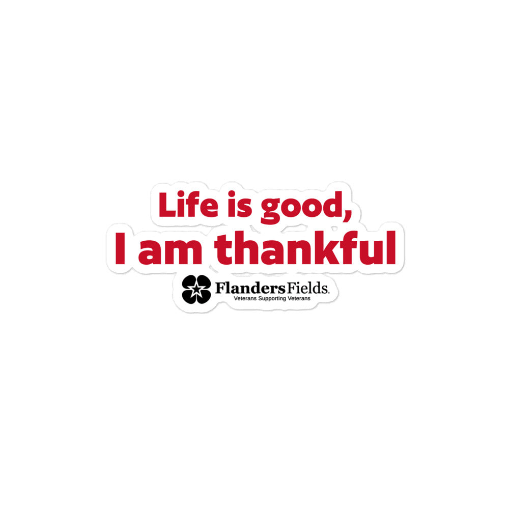 Bubble-free stickers - Life is good, I am Thankful (with logo)