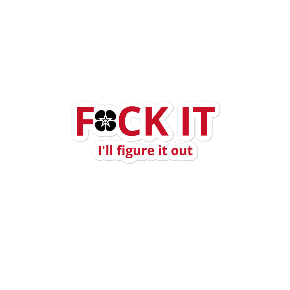 Bubble-free stickers - Fck it, I'll figure it out (red with logo)