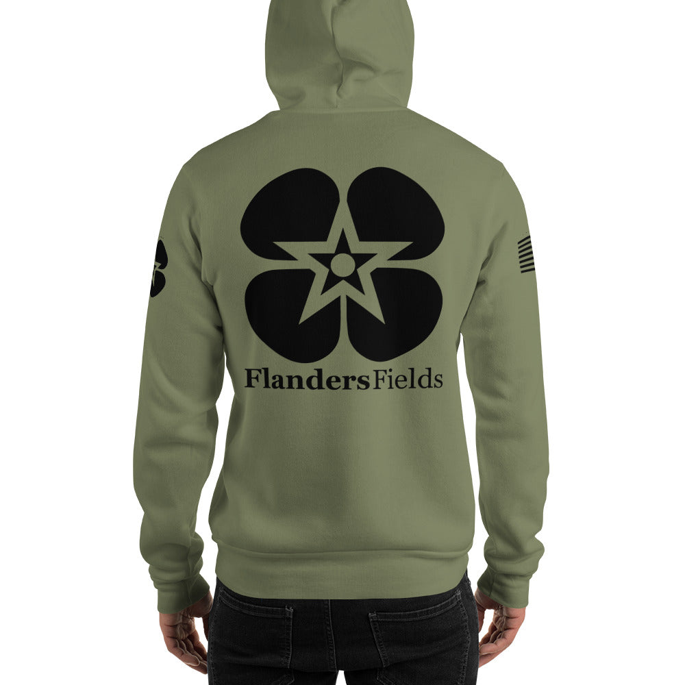 Unisex Hoodie - Flanders Fields logo, flag sleeve