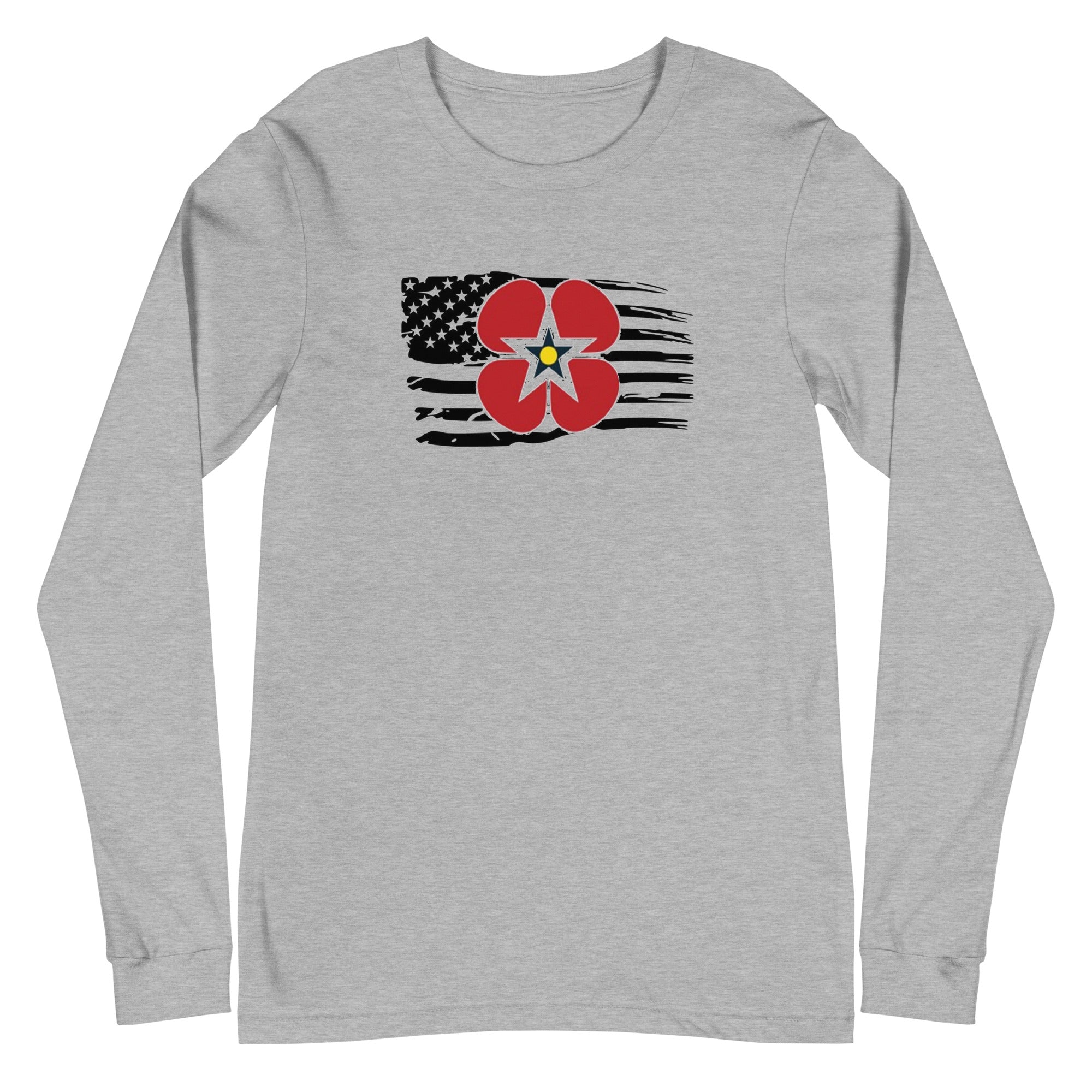 Unisex Long Sleeve Tee - Flanders logo with distressed flag