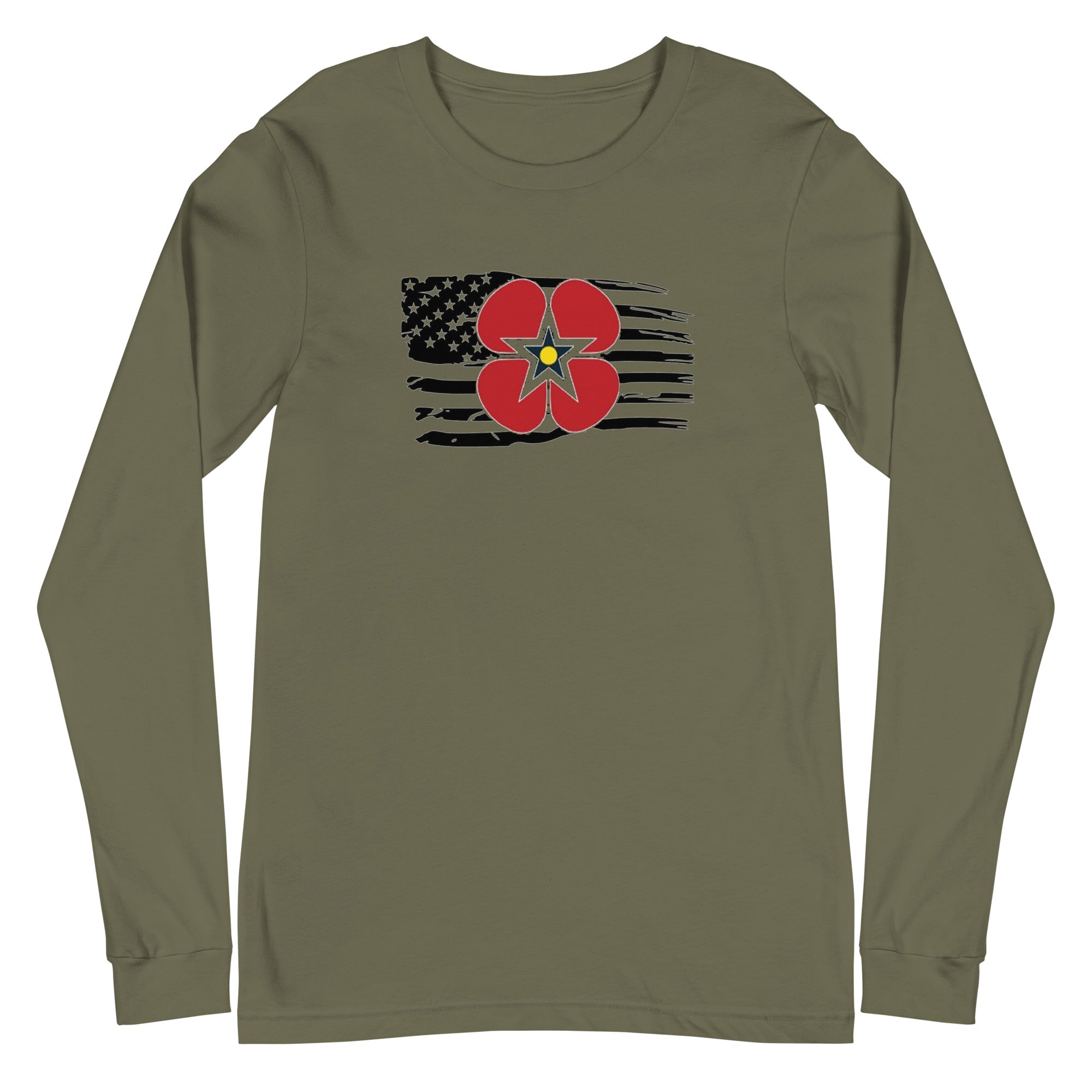 Unisex Long Sleeve Tee - Flanders logo with distressed flag