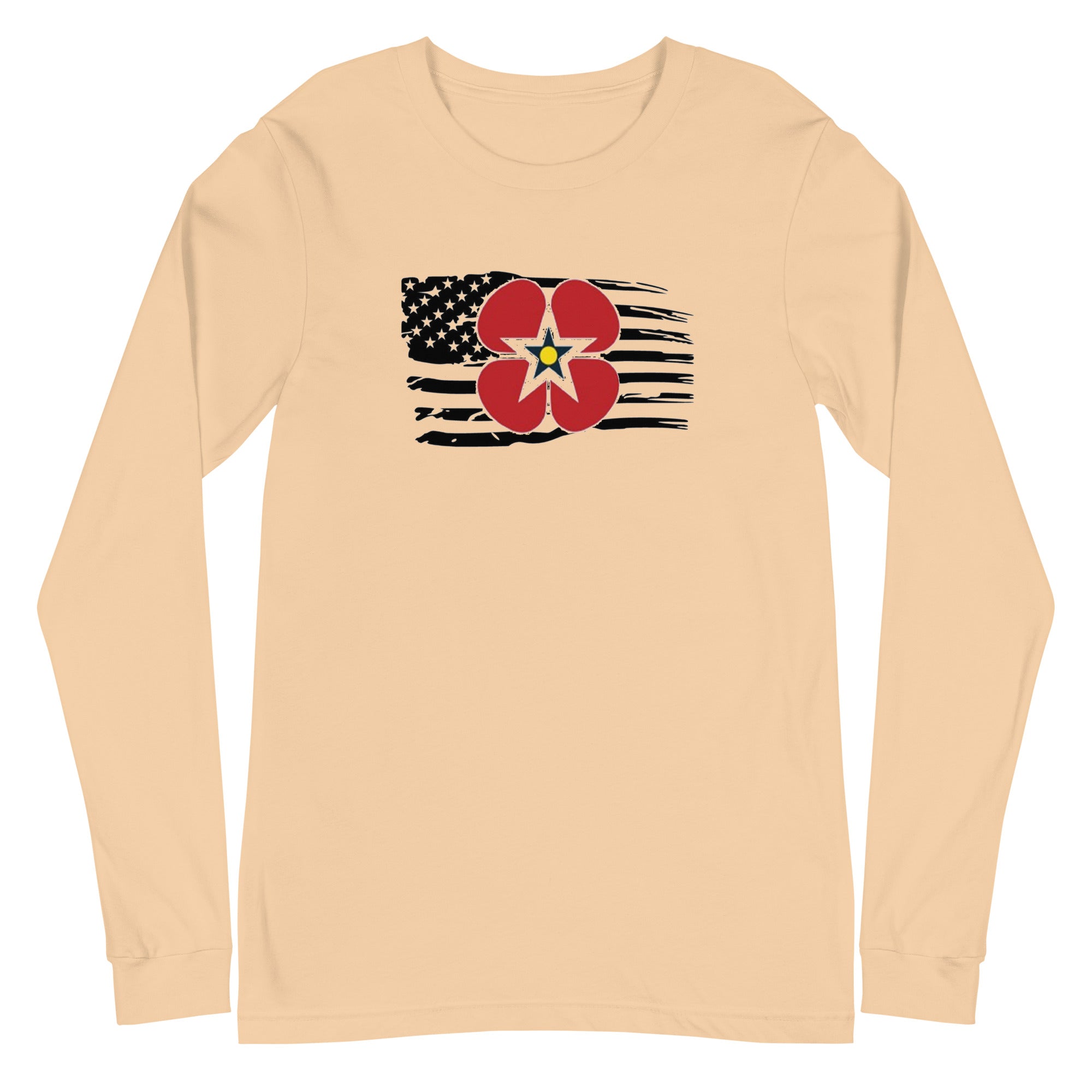 Unisex Long Sleeve Tee - Flanders logo with distressed flag