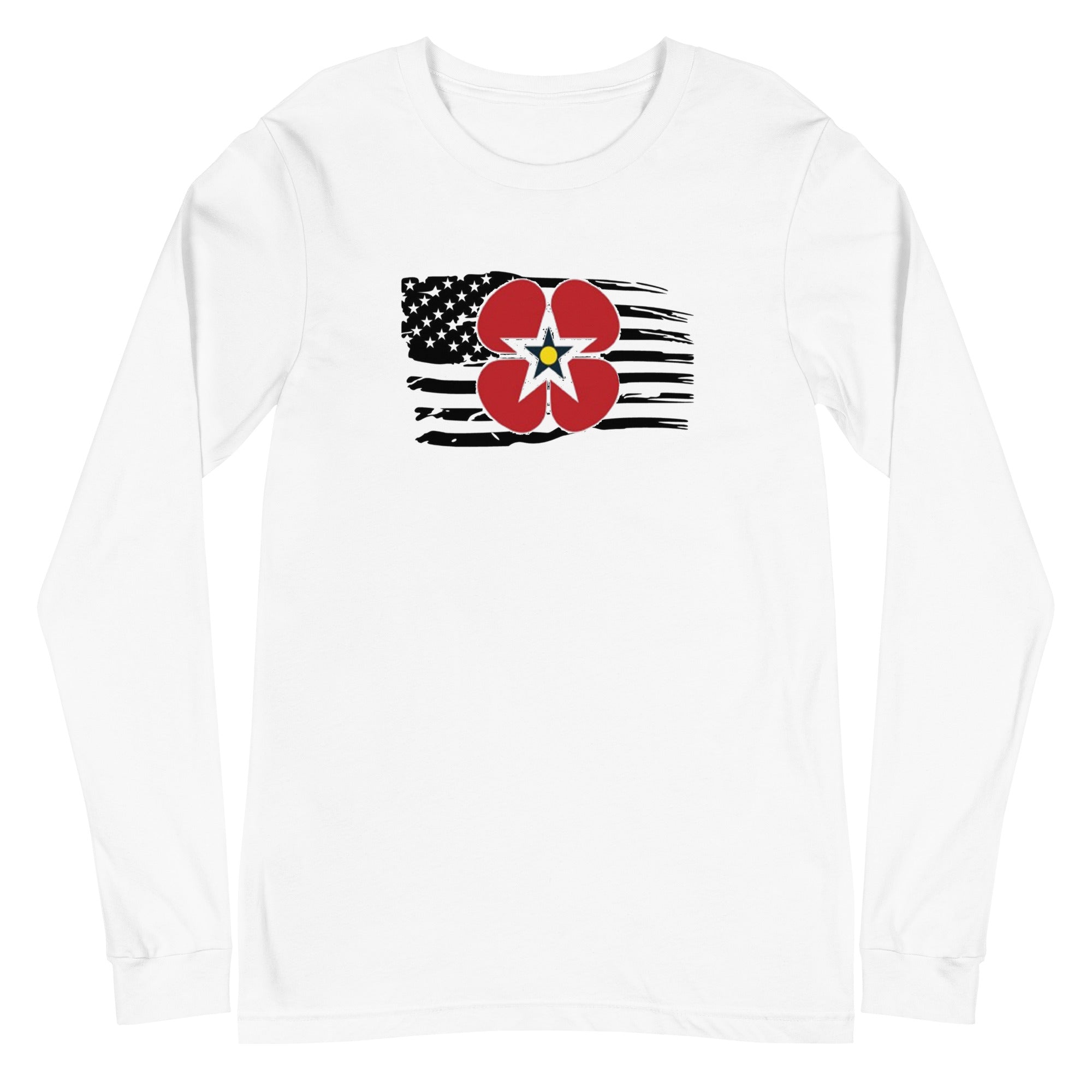 Unisex Long Sleeve Tee - Flanders logo with distressed flag