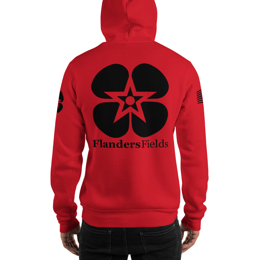 Unisex Hoodie - Flanders Fields logo, flag sleeve