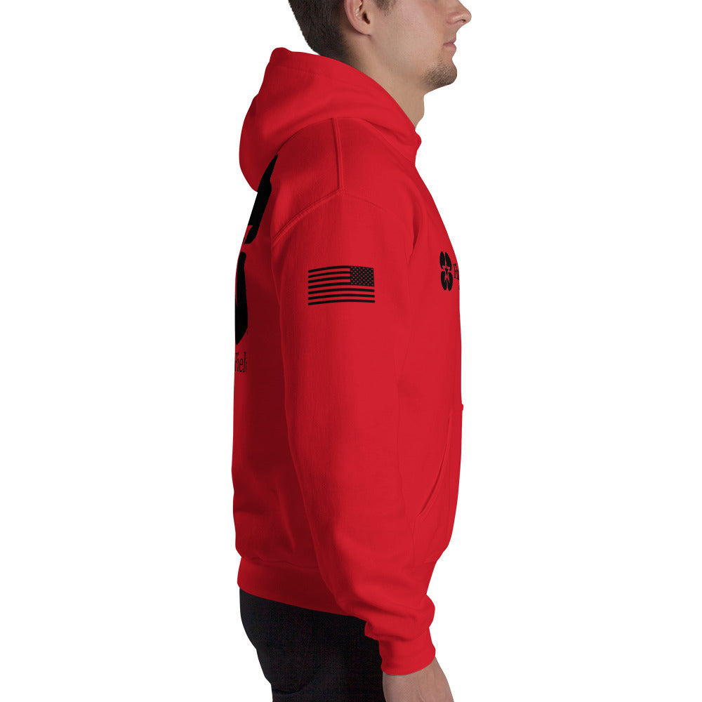 Unisex Hoodie - Flanders Fields logo, flag sleeve