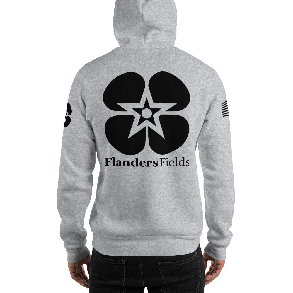 Unisex Hoodie - Flanders Fields logo, flag sleeve