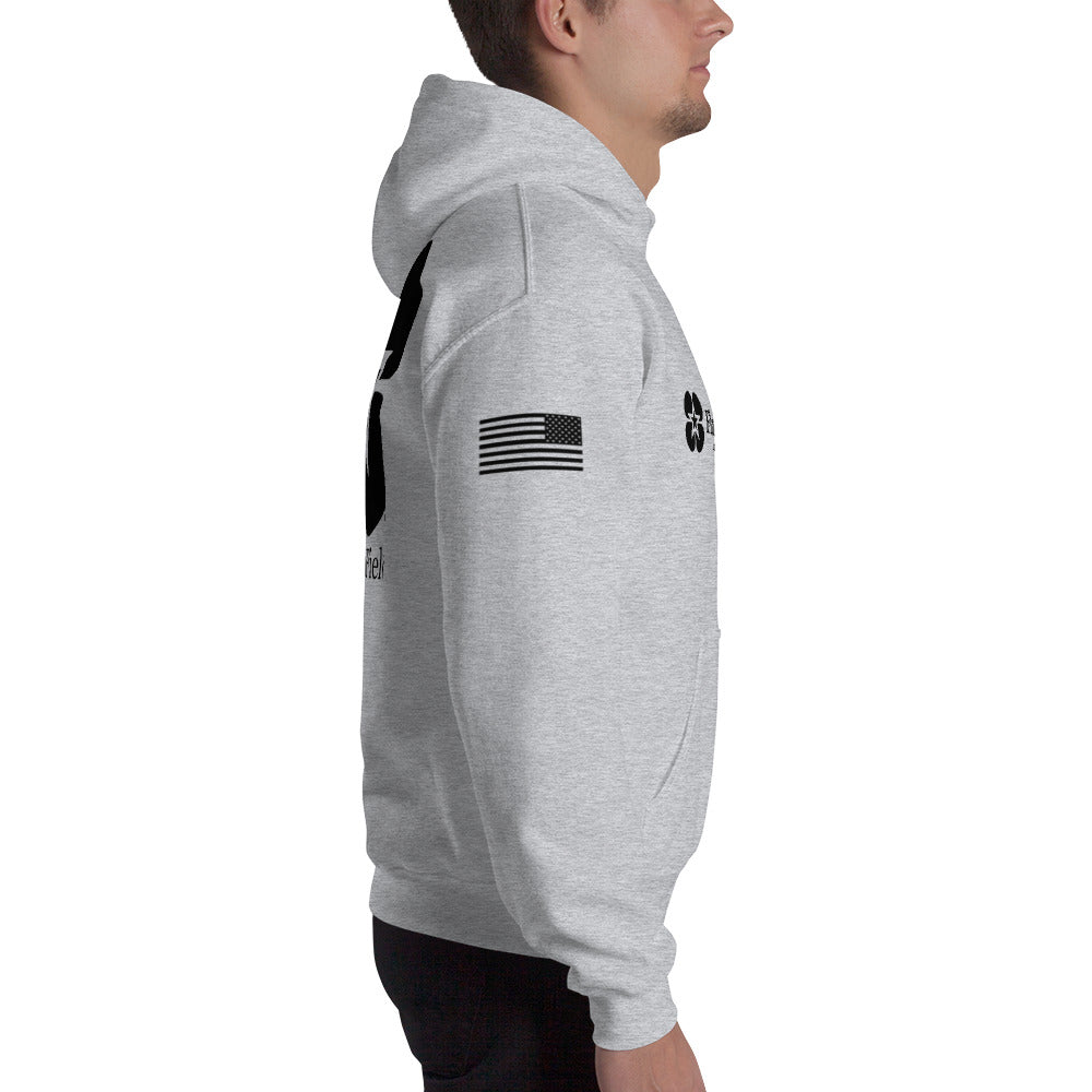 Unisex Hoodie - Flanders Fields logo, flag sleeve