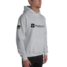Load image into Gallery viewer, Unisex Hoodie - Flanders Fields logo, flag sleeve
