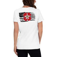 Load image into Gallery viewer, Women&#39;s Distressed Flag / Poppy short sleeve t-shirt
